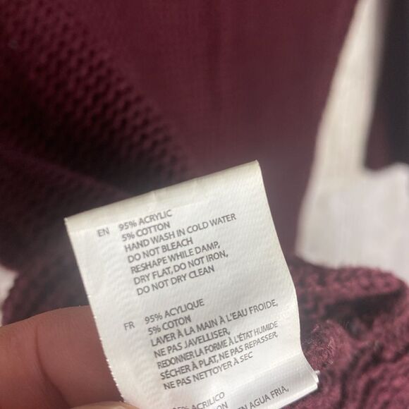 RD Style Knit Hi Low Crewneck Sweater Size M Burgundy 28 - Picture 9 of 9